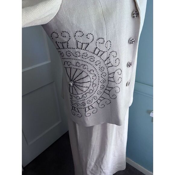 Liorah Womens 18W Champagne Gold Midi Skirt Beaded Jacket Embellished Church - Picture 8 of 12